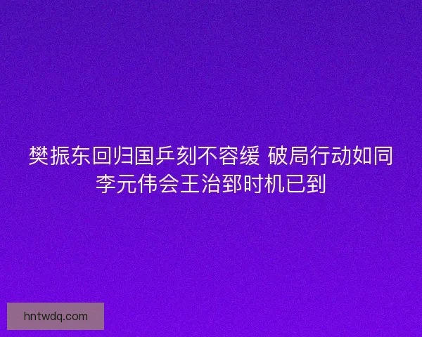 樊振东回归国乒刻不容缓 破局行动如同李元伟会王治郅时机已到